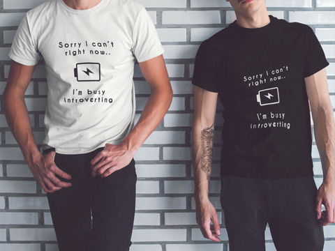 "Sorry I Can't Right Now" Short-Sleeve Unisex T-Shirt (White)